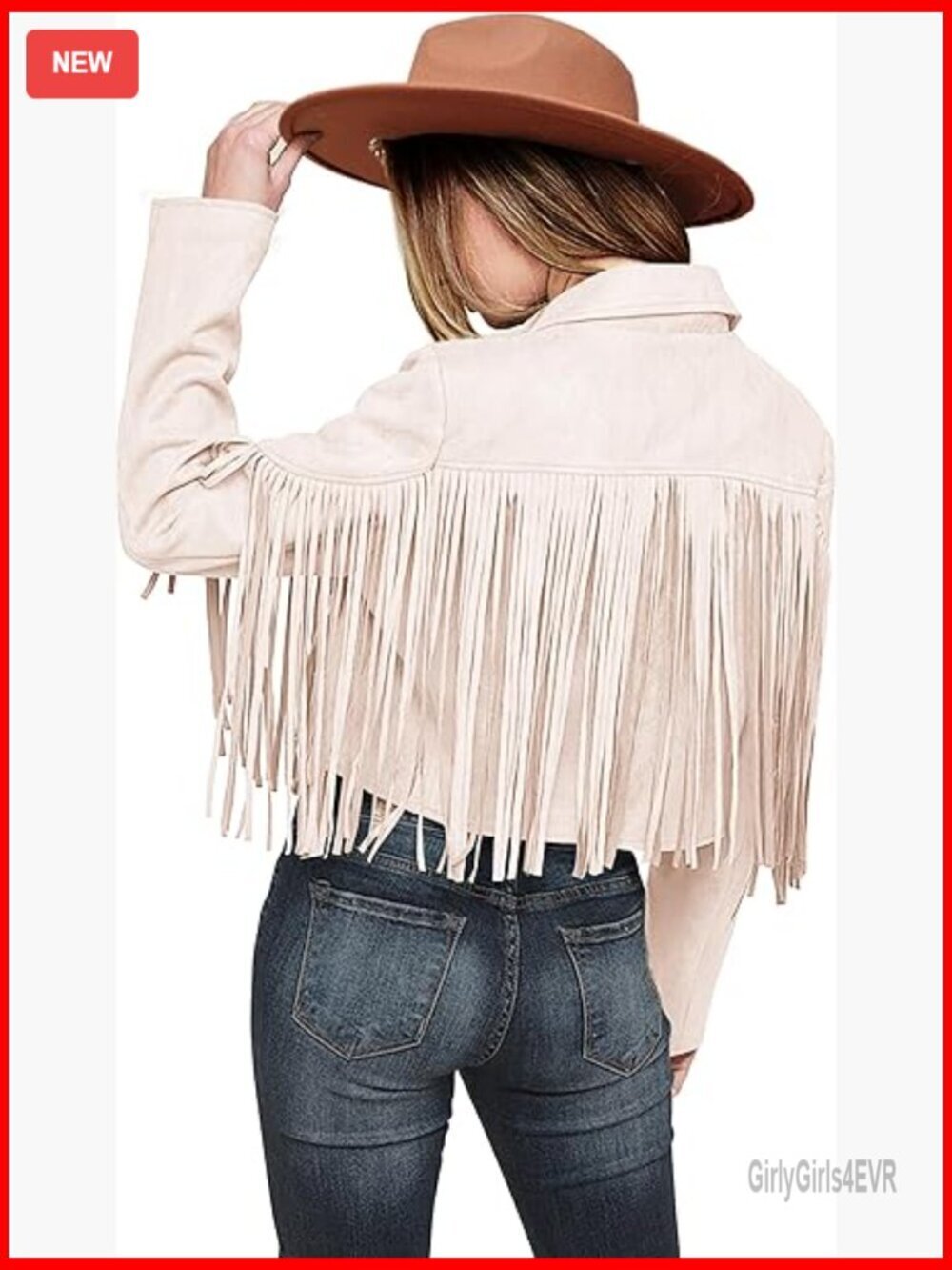 Faux Suede Cropped Motorcycle Jacket with Fringe Tassel Slim Fit